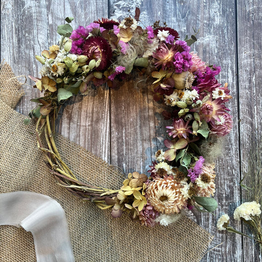 Dried flower wreath